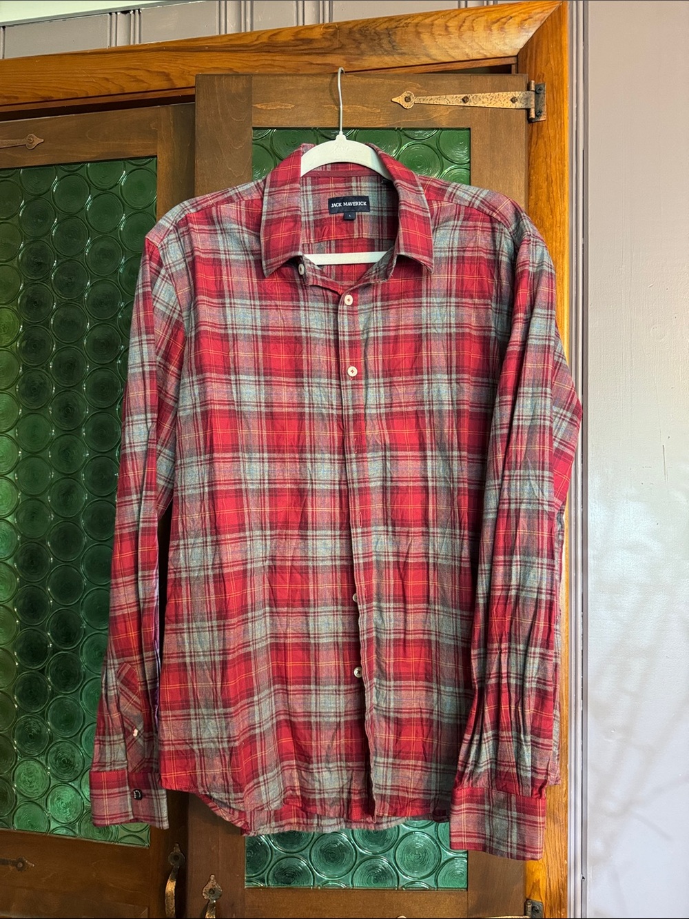Majestic Red Plaid Long-Sleeve Button-Up Shirt